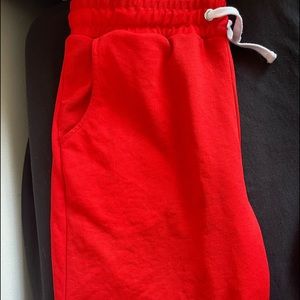 Mens graphic, drawstring shorts.